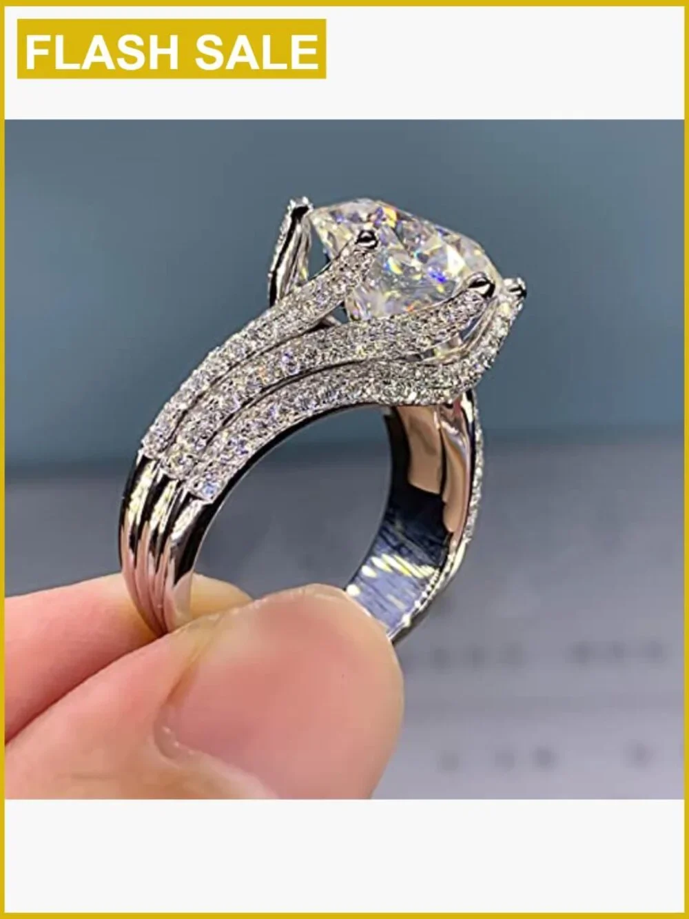 5 Carat D Color VVS1 Moissanite Solitaire Engagement Ring 925 Sterling Silver